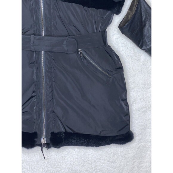 Samuele Cipriani Italian Designer Down Coat Short Sleeve Leather Cuffs Belt 42 6 - Picture 2 of 16